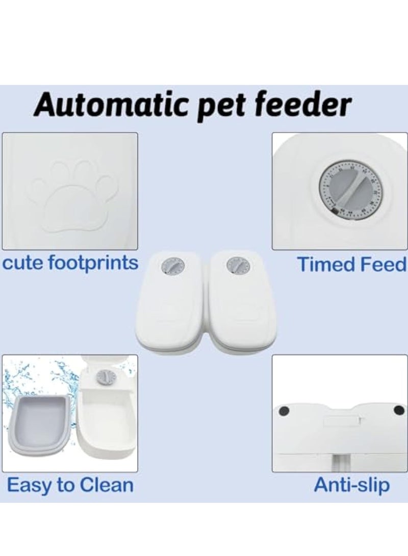 Automatic Cat Feeder for Two Cats,350ml Cat Food Dispenser with 2 Bowl,Timed Cat Feeder