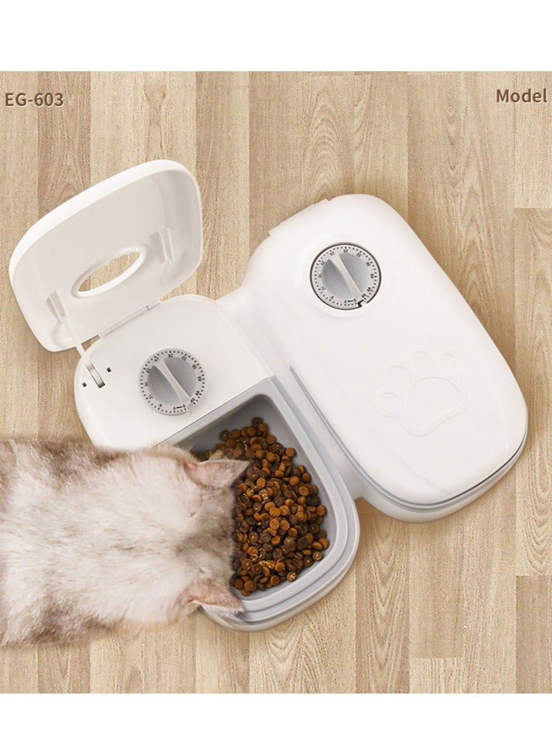 Automatic Cat Feeder for Two Cats,350ml Cat Food Dispenser with 2 Bowl,Timed Cat Feeder