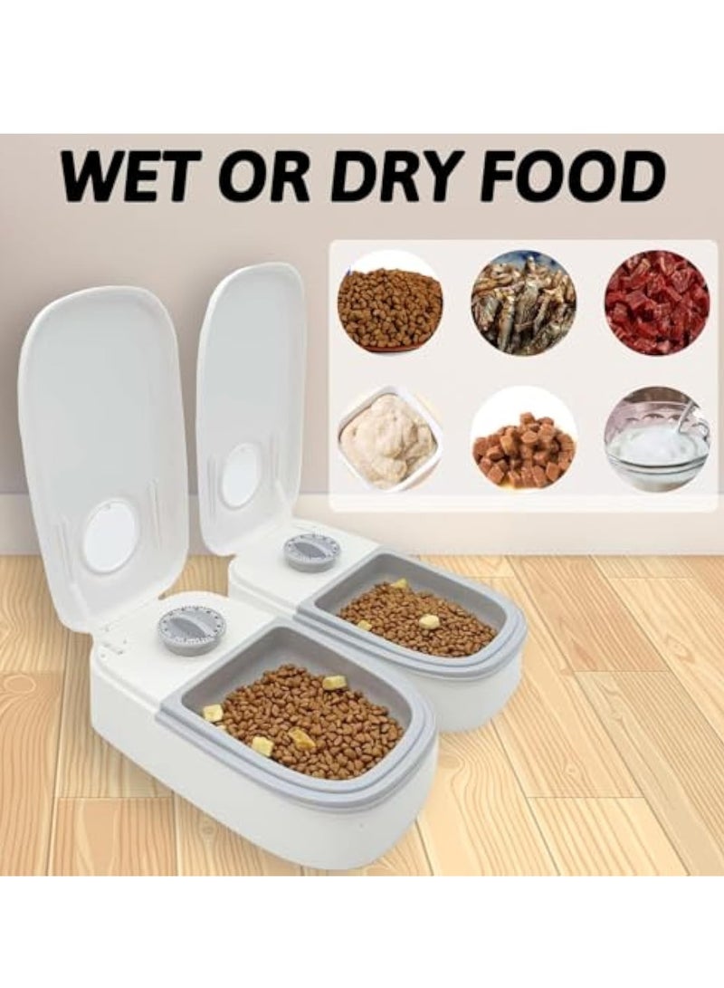 Automatic Cat Feeder for Two Cats,350ml Cat Food Dispenser with 2 Bowl,Timed Cat Feeder