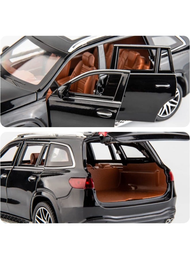 1:24 Benz GLS63 AMG Model Car – Zinc Alloy Diecast Pull Back Toy Car with Light & Sound | Openable Doors (Black)