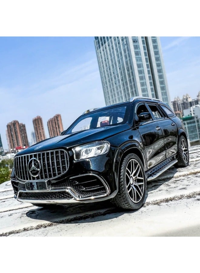 1:24 Benz GLS63 AMG Model Car – Zinc Alloy Diecast Pull Back Toy Car with Light & Sound | Openable Doors (Black)