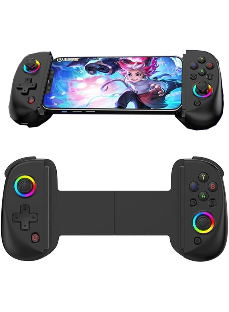 Mobile Gaming Controller – Wireless Gamepad for iPad/Tablet (5-10”) | RGB Hall Effect Joystick, Turbo, 6-Axis Gyro, Vibration, Compatible with iPhone/Android/PC/Switch/PS4 | Supports Streaming & Cloud Gaming