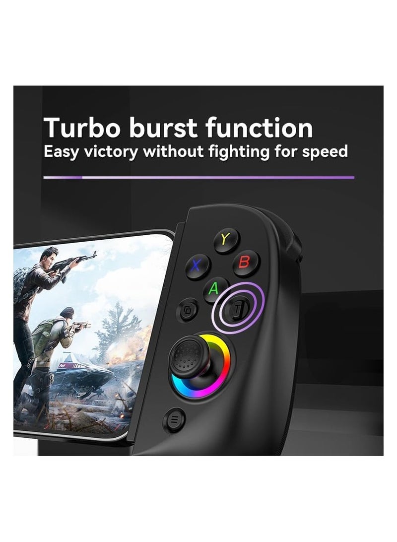 Mobile Gaming Controller – Wireless Gamepad for iPad/Tablet (5-10”) | RGB Hall Effect Joystick, Turbo, 6-Axis Gyro, Vibration, Compatible with iPhone/Android/PC/Switch/PS4 | Supports Streaming & Cloud Gaming