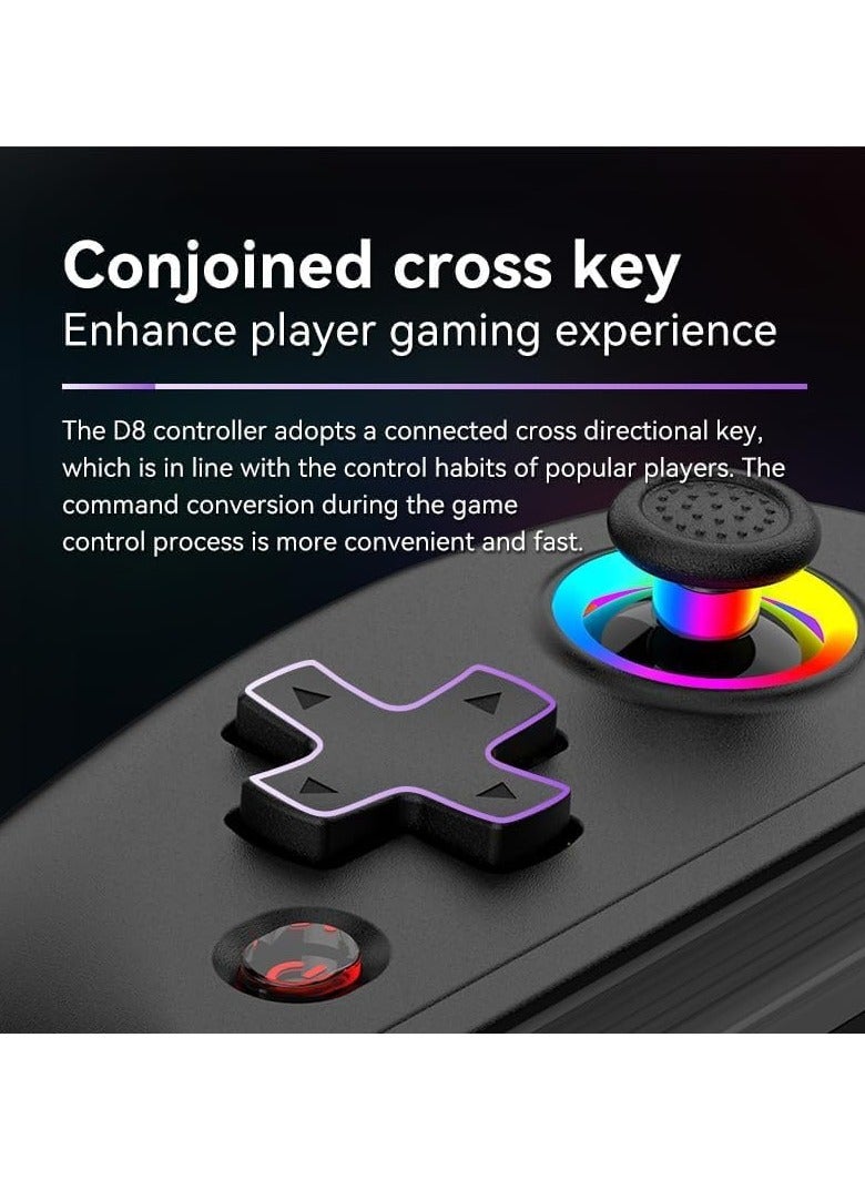 Mobile Gaming Controller – Wireless Gamepad for iPad/Tablet (5-10”) | RGB Hall Effect Joystick, Turbo, 6-Axis Gyro, Vibration, Compatible with iPhone/Android/PC/Switch/PS4 | Supports Streaming & Cloud Gaming