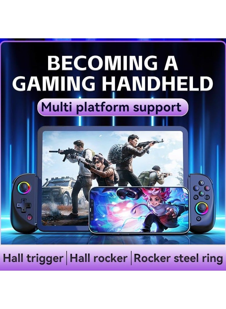 Mobile Gaming Controller – Wireless Gamepad for iPad/Tablet (5-10”) | RGB Hall Effect Joystick, Turbo, 6-Axis Gyro, Vibration, Compatible with iPhone/Android/PC/Switch/PS4 | Supports Streaming & Cloud Gaming