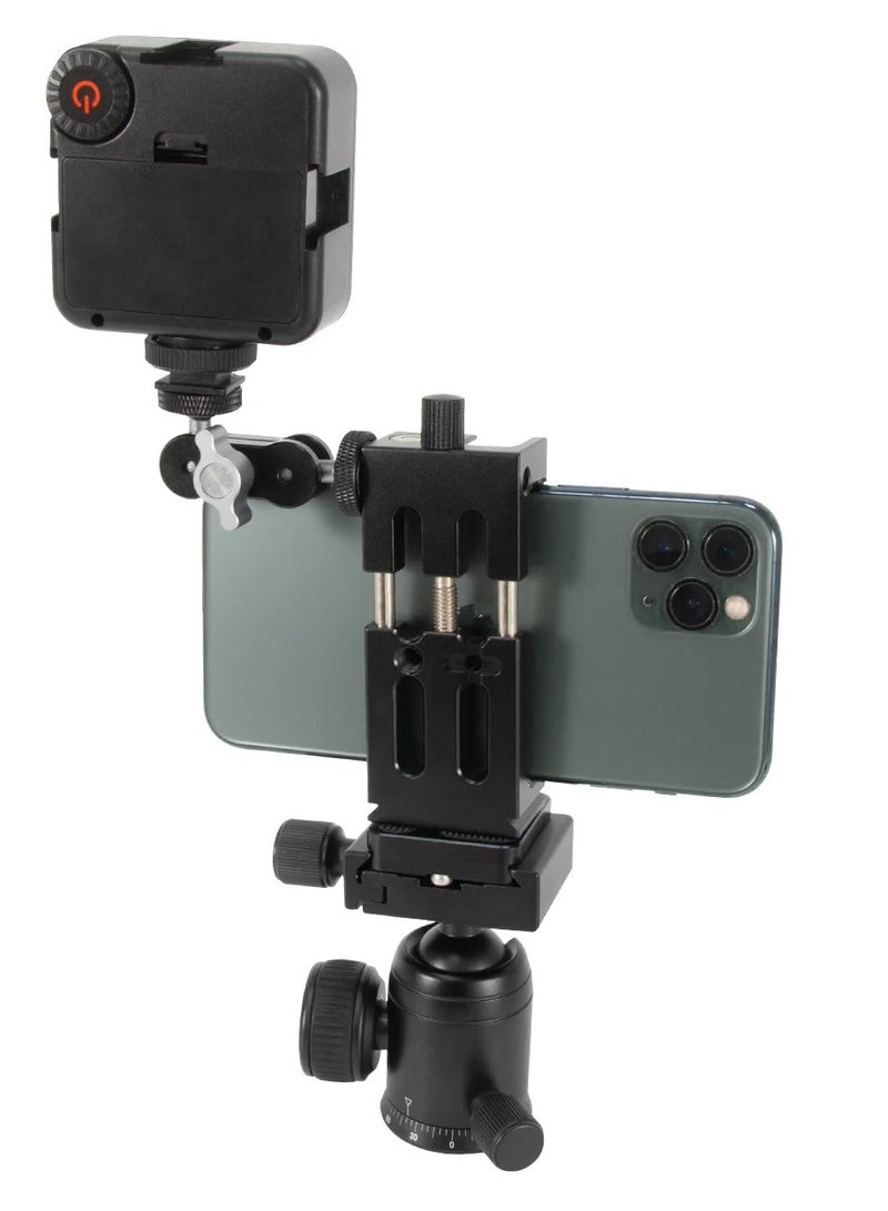 Tripod Mount Universal 360 Degree Phone Clip More stable Tripod Head Bracket Holder Clip For Phone Compatible With 1/4 Screw