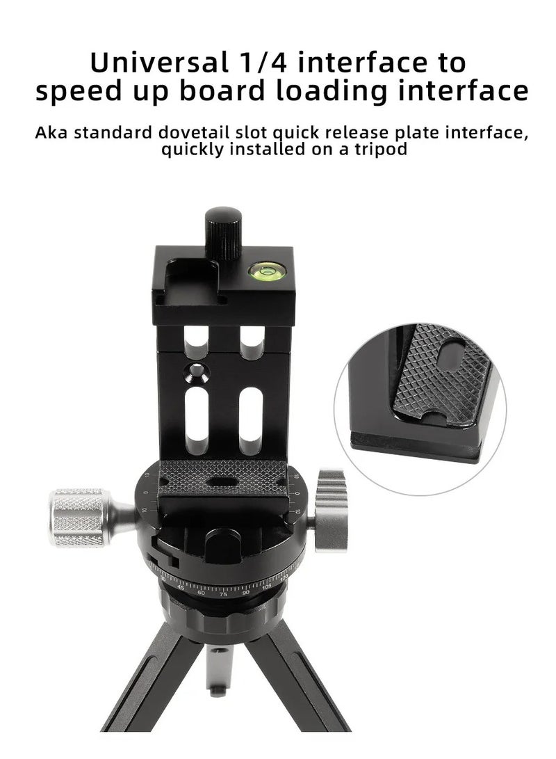 Tripod Mount Universal 360 Degree Phone Clip More stable Tripod Head Bracket Holder Clip For Phone Compatible With 1/4 Screw