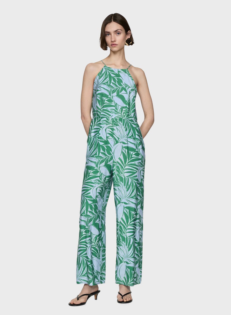 Printed High Leg Jumpsuit