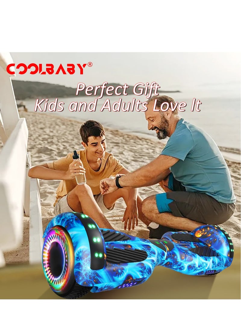 6.5inch Smart Electric Scooter 2 Wheels Self Balancing Scooter Lithium Battery Hoverboard Balance Scooter Bluetooth with Led Lights.