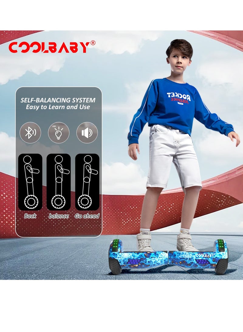 6.5inch Smart Electric Scooter 2 Wheels Self Balancing Scooter Lithium Battery Hoverboard Balance Scooter Bluetooth with Led Lights.