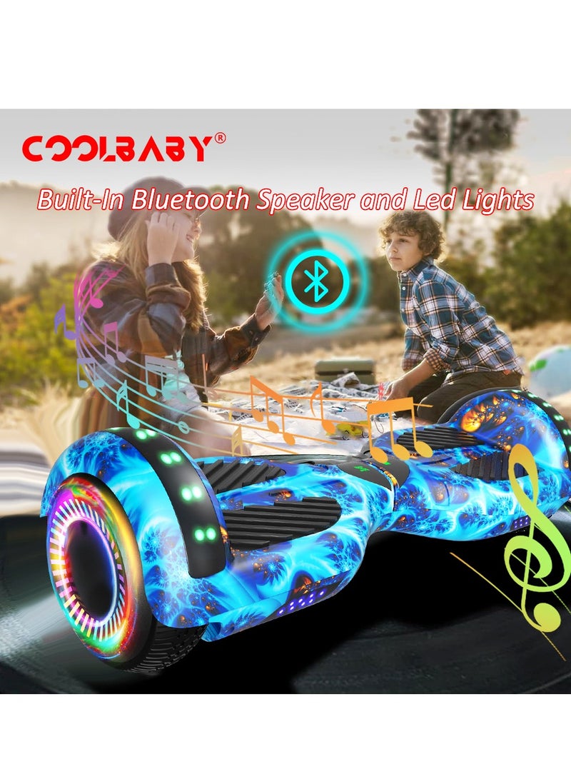 6.5inch Smart Electric Scooter 2 Wheels Self Balancing Scooter Lithium Battery Hoverboard Balance Scooter Bluetooth with Led Lights.