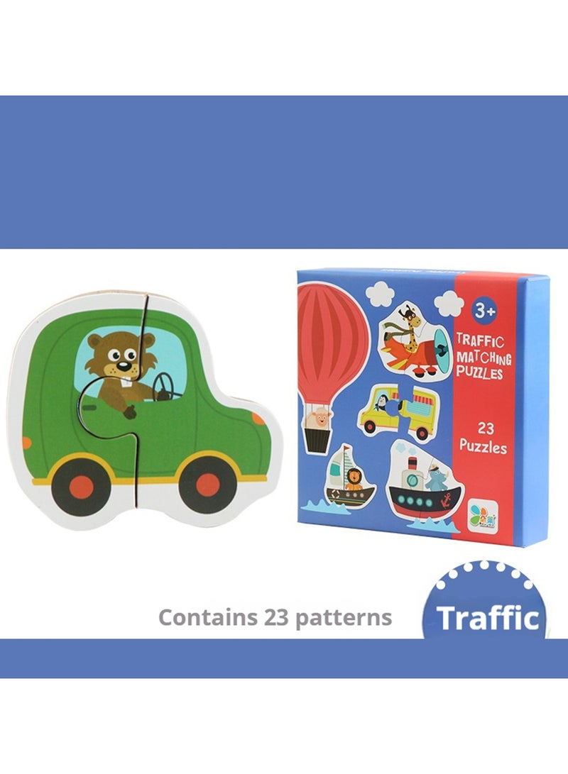 24 Pack Wooden Puzzles for Toddlers - transportation Toys for Entertainment Puzzles for Early Learning, Preschool Education Gifts for Ages 1, 2, and 3