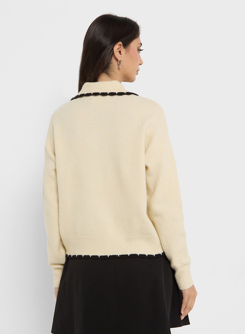 Contrast Knitted Cardigan