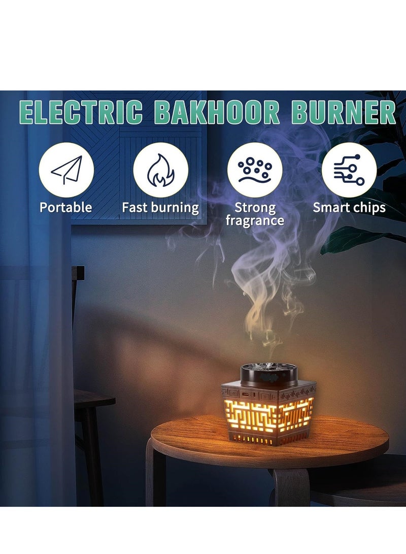 Rechargeable Incense Burner with Colorful Lights Remote Control and Auto-Stop Portable Bukhoor Burner for Home and Car