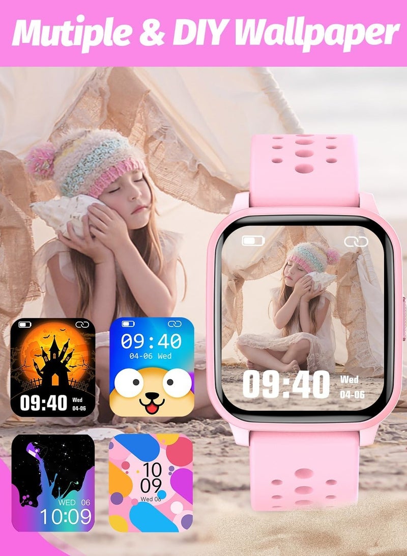 Kids Smart Watch with Sleep Mode, 20 Sports Modes, 5 Games and Pedometer - Fun Birthday Gifts for 4-16 Year-Olds(Pink)