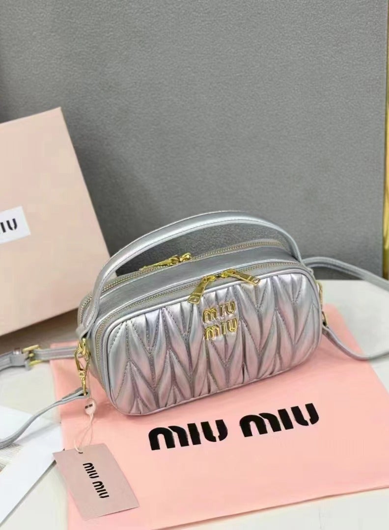 miu matelassè nappa leather shoulder bag