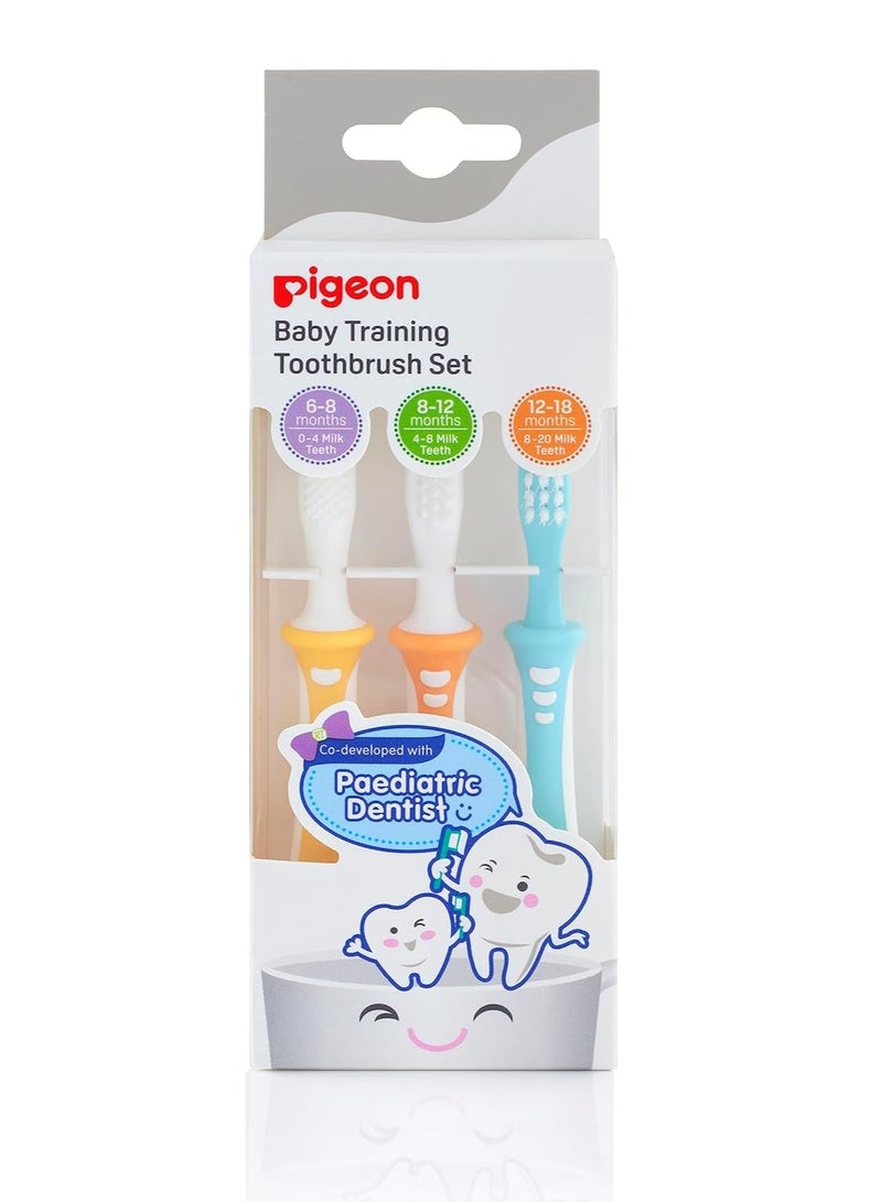 Training Tooth Brush Set, Extra Soft Bristles, Soft Grip, Lesson 1, 2, 3, Multi Colour