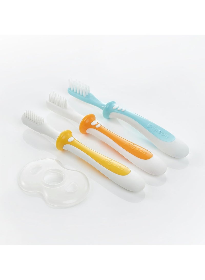 Training Tooth Brush Set, Extra Soft Bristles, Soft Grip, Lesson 1, 2, 3, Multi Colour