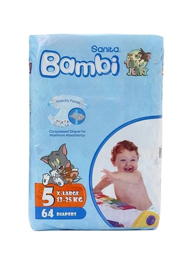 Jumbo Compressed Diaper Size 5, X-Large, (13-25 kg), 64 Count