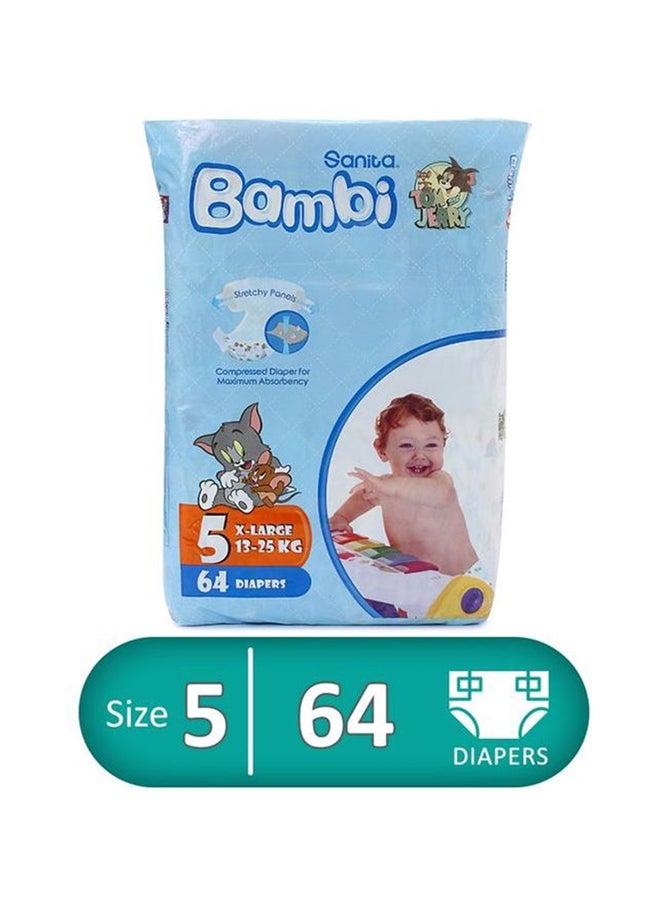 Jumbo Compressed Diaper Size 5, X-Large, (13-25 kg), 64 Count