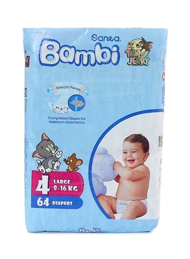 Jumbo Compressed Diaper Size 4, Large , (8-16 kg) , 64 Count