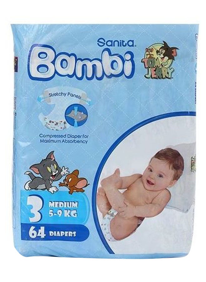 Diaper, Size 3, Medium, 5-9 Kg, 64 Count