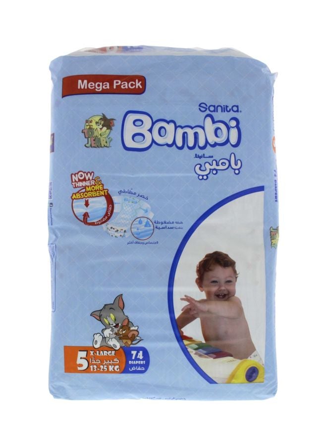 Diaper, Size 5, Extra Large, 13-25 Kg, Mega Pack, 74 Count