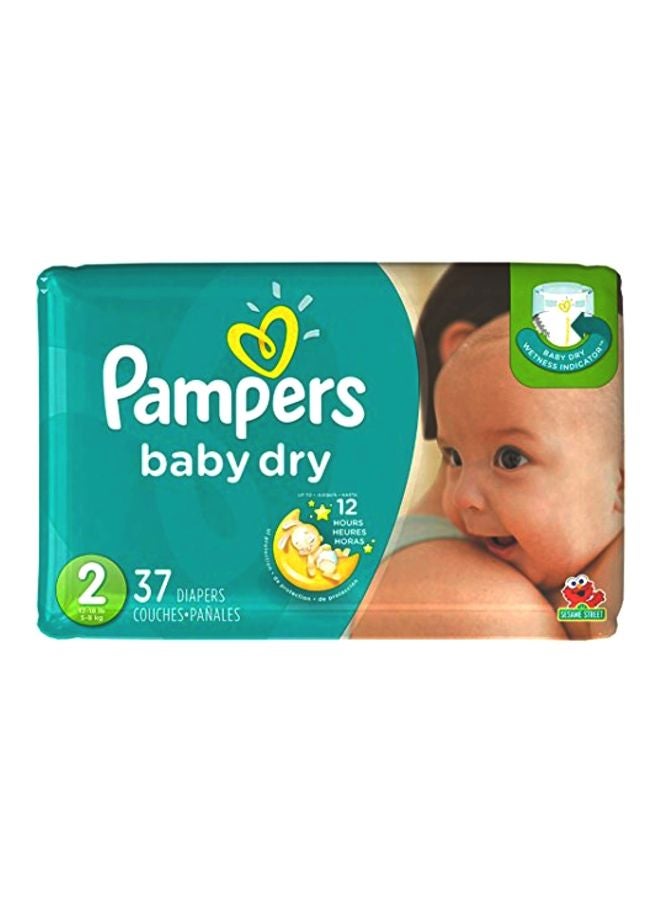 Baby Dry Disposable Diapers, Size 2 (5-8 Kg), 37 Count And Sensitive Baby Wipes, 18 Count