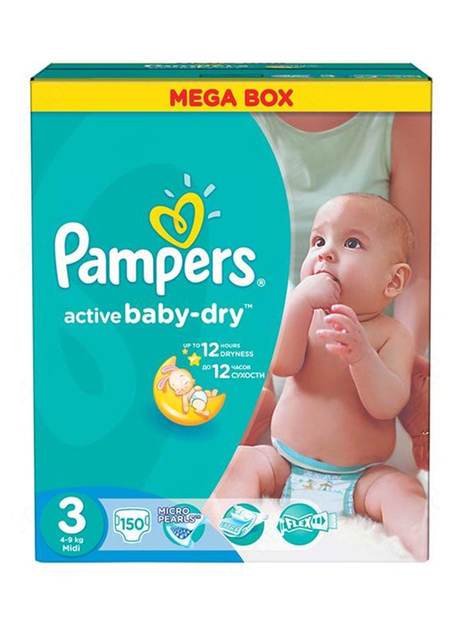 Active Baby Dry Diapers Mega Box, Size 3(4-9 Kg), 150 Count