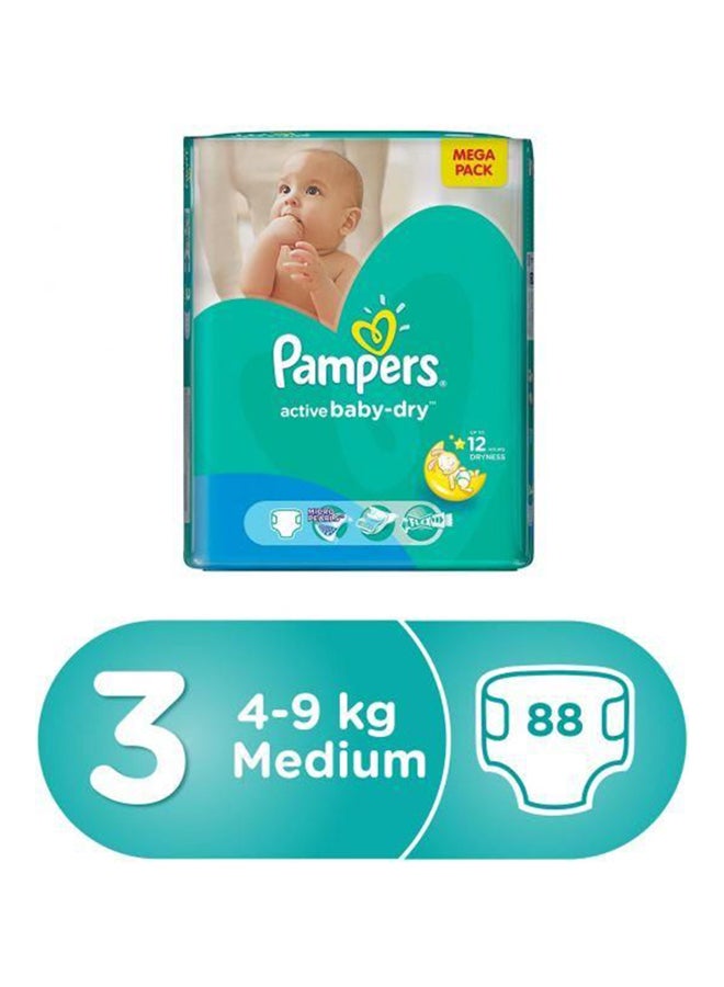 Active Baby-Dry, Size 3, Medium, 4-9 kg, 88 Count