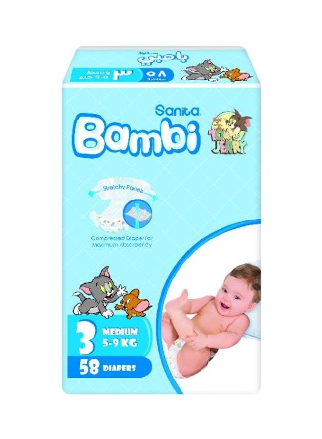 58-Piece Baby Diapers Size 3