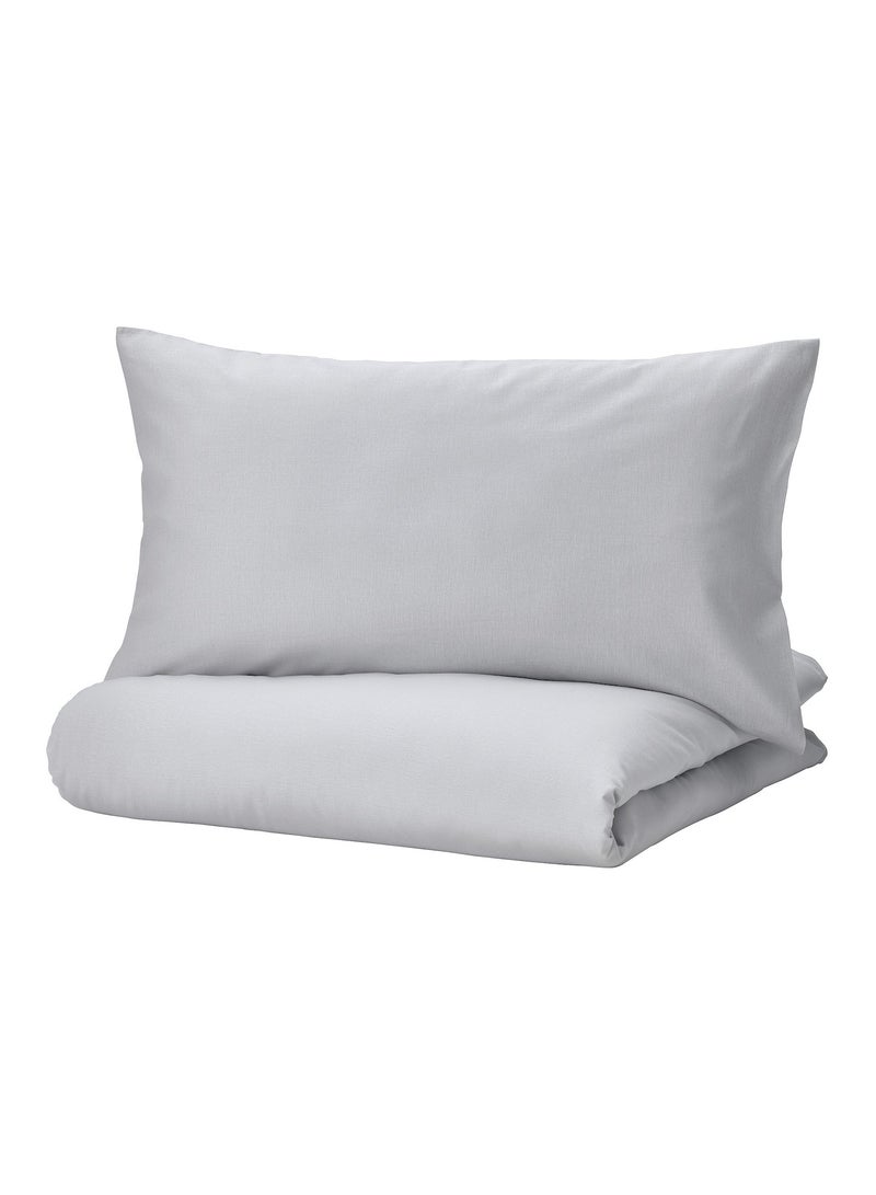 Duvet Cover And Pillowcase Light Grey 150X200/50X80 Cm