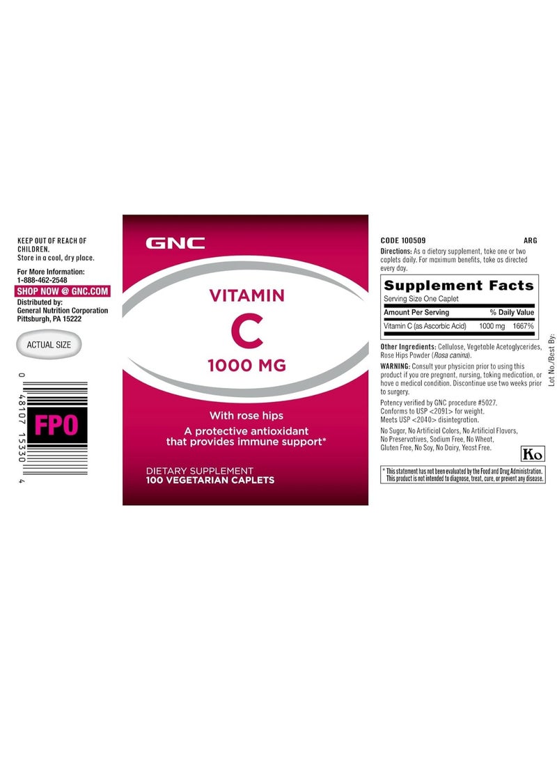 GNC VITAMIN C 1000 MG WITH ROSE HIPS