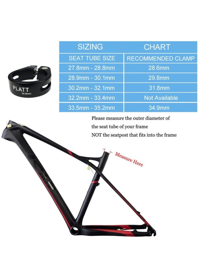 Platt  Bike Seat Post Clamp Aluminium Alloy Bicycle Quick Release Seatpost Collar 28.6Mm 31.8Mm 34.9Mm