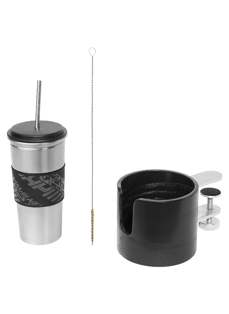 Mug and Mug Holder Set - Black Ceramic Mug with Matching Mug Holder