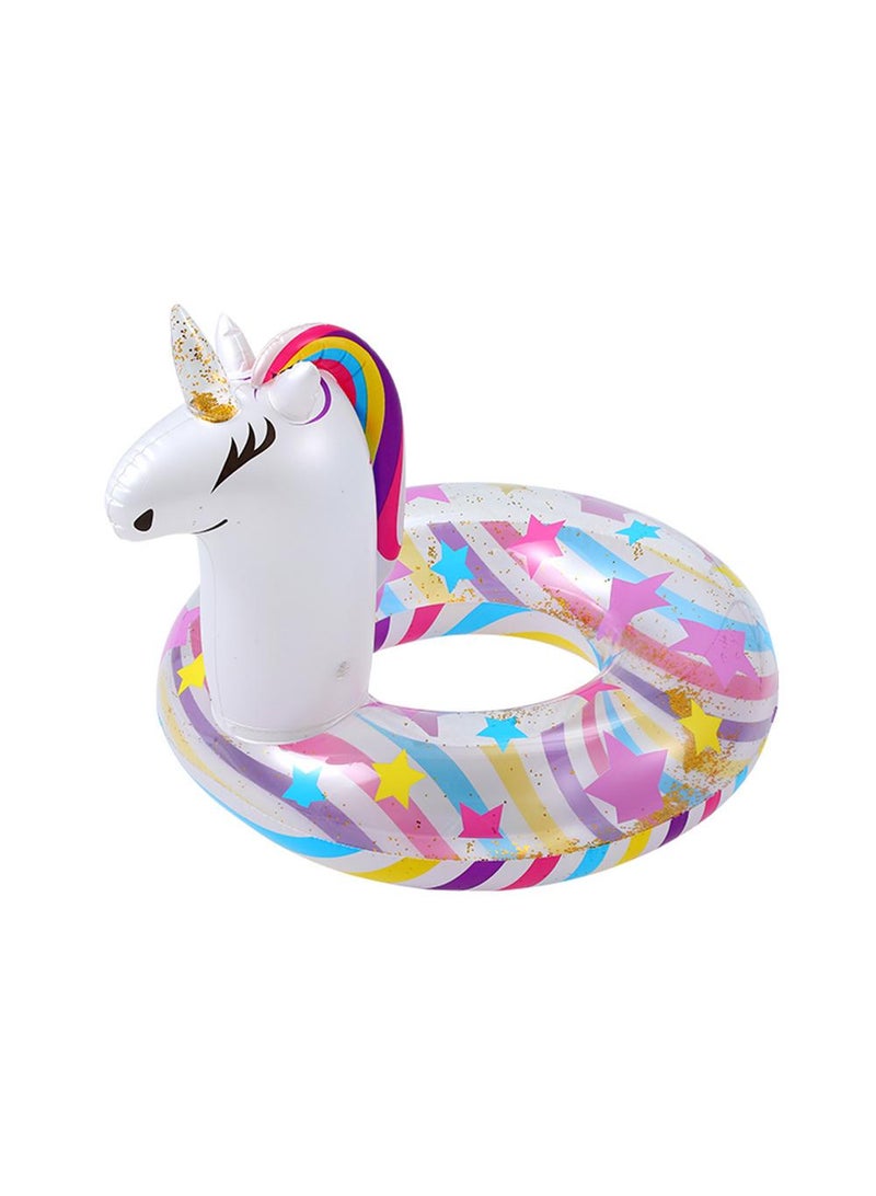 Unicorn Inflatable Float, Unicorn Swimming Ring for Youth Aged over 16 Years, Pool Inflatable Float with Sequin, Summer Pool Party Swimming Ring for Girls,White