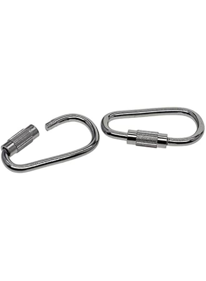 50x Stainless Steel Screw Lock Carabiner Key Chain Hooks for Camping Hiking - 1 Inch Small D Shape Snap Clip Buckle Pack