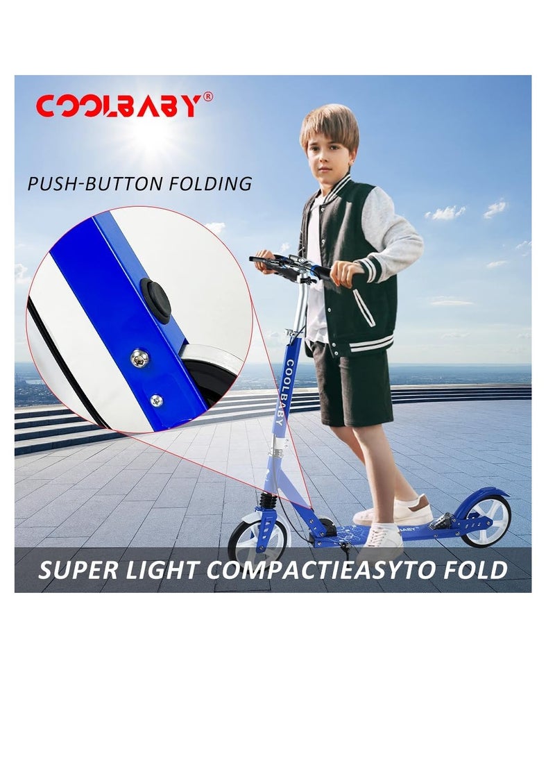 COOLBABY Adult Foldable Scooter 200MM Big Wheels Aluminum alloy scooter Up To 150kg 8-12km/h