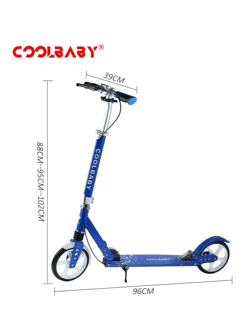 COOLBABY Adult Foldable Scooter 200MM Big Wheels Aluminum alloy scooter Up To 150kg 8-12km/h