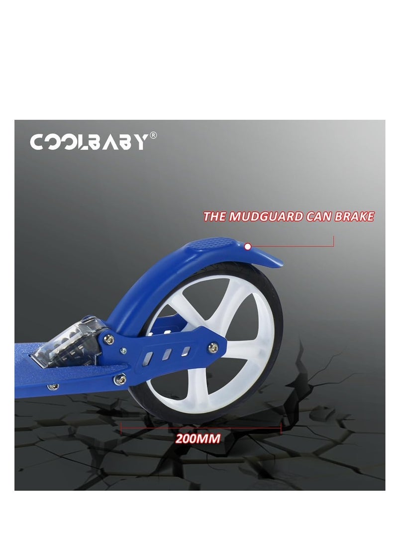 COOLBABY Adult Foldable Scooter 200MM Big Wheels Aluminum alloy scooter Up To 150kg 8-12km/h