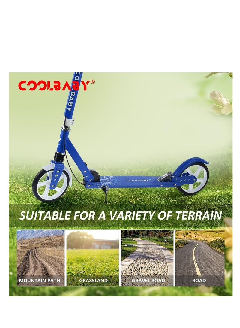 COOLBABY Adult Foldable Scooter 200MM Big Wheels Aluminum alloy scooter Up To 150kg 8-12km/h