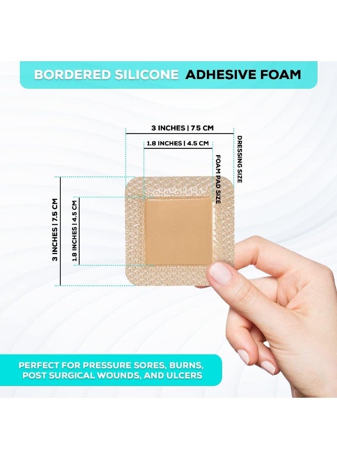 Silicone Bordered Silicone Adhesive Foam Dressing, Size 3