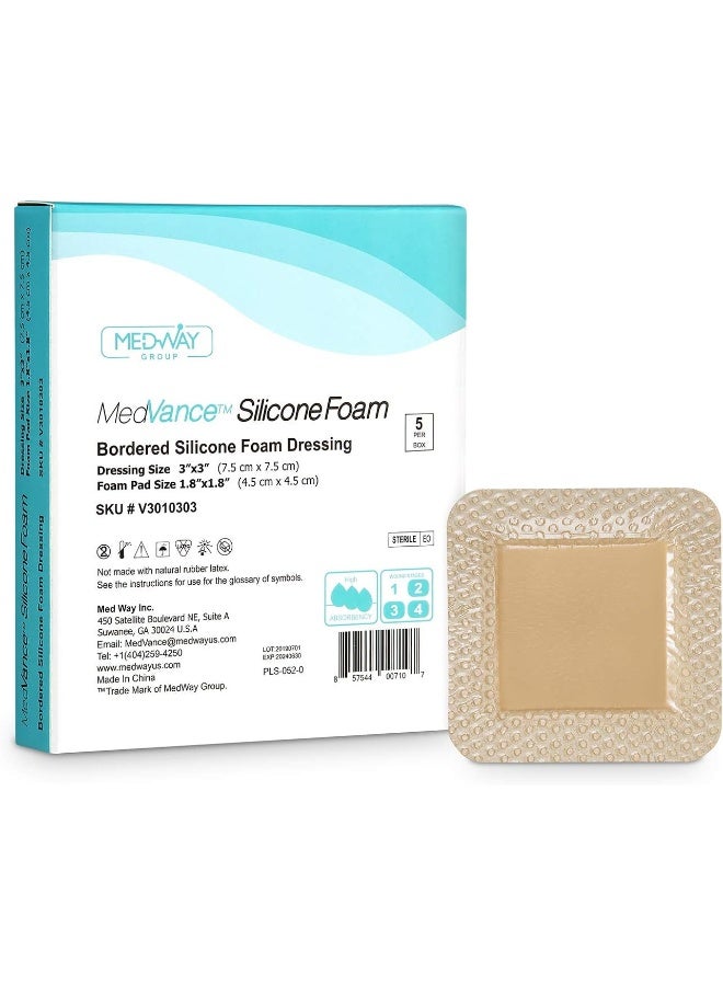 Silicone Bordered Silicone Adhesive Foam Dressing, Size 3