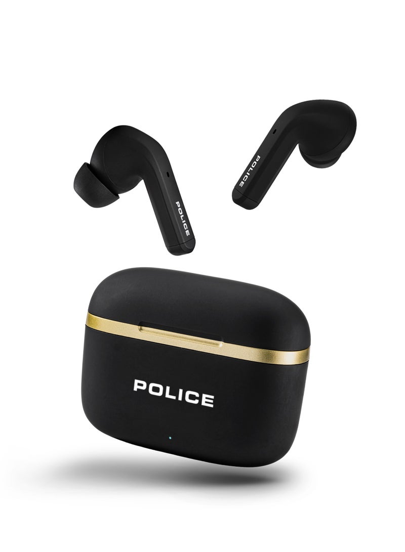 FOS III Earbuds with Active Noise Cancellation, 13mm Driver, Type-C Charging & Bluetooth 5.3, Black/Gold - IPX4