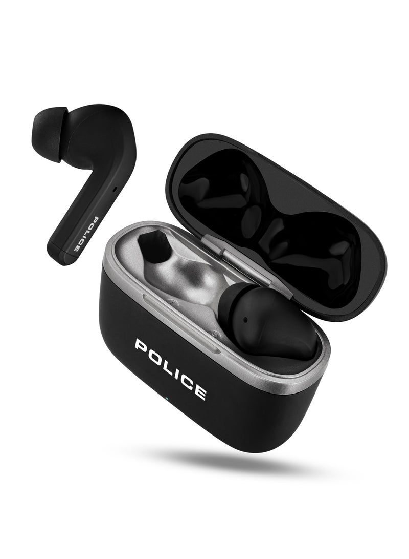 FOS III Earbuds with Active Noise Cancellation Upto 35Db and Environmental Noise Cancellation For Calling, 13mm Driver, Type-C Charging & Bluetooth 5.3, Black/Silver - IPX4