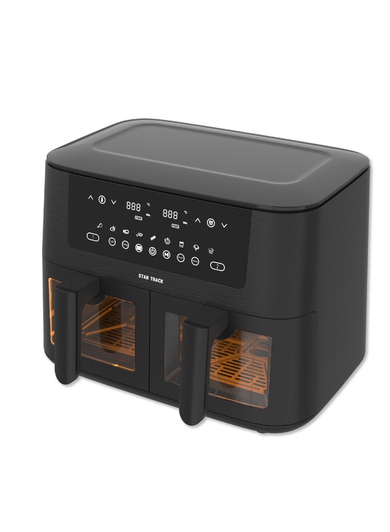 STAR TRACK Air Fryer Dual Compartment Tub, Capacity 10 Litres,9 cooking presets, Touch control