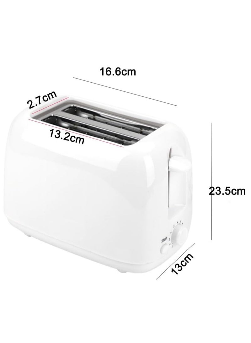 Bread Toaster, 2 Slices, 220V, White, Home Plastic stainless steel Material can Toast Two Pieces Breakfast Bread Sandwich Light Food Maker