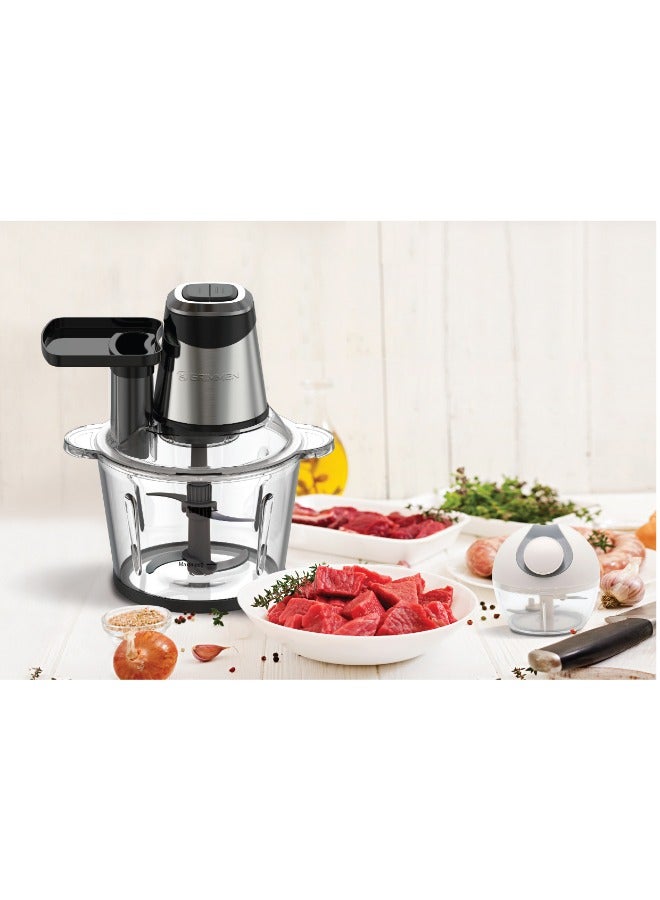 3L Electric Food Chopper & Blender - 500W Powerful Food Processor with 3-Speed Settings, Stainless Steel Blades for Meat, Vegetables, Fruits, Nuts - Multi-Function Kitchen Appliance