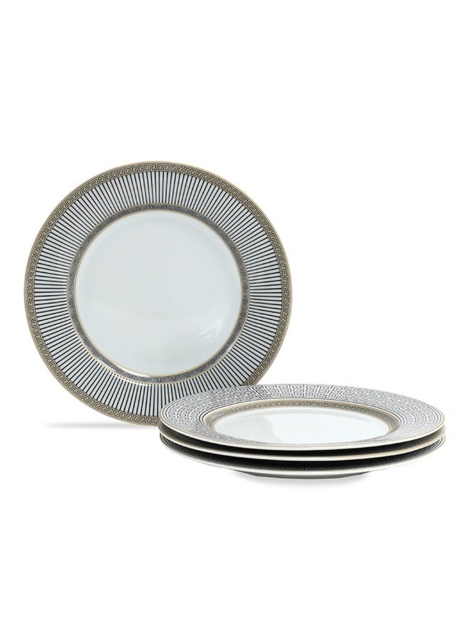 Palladium Dessert Plate, White & Blue - Set Of 4, 19 Cm