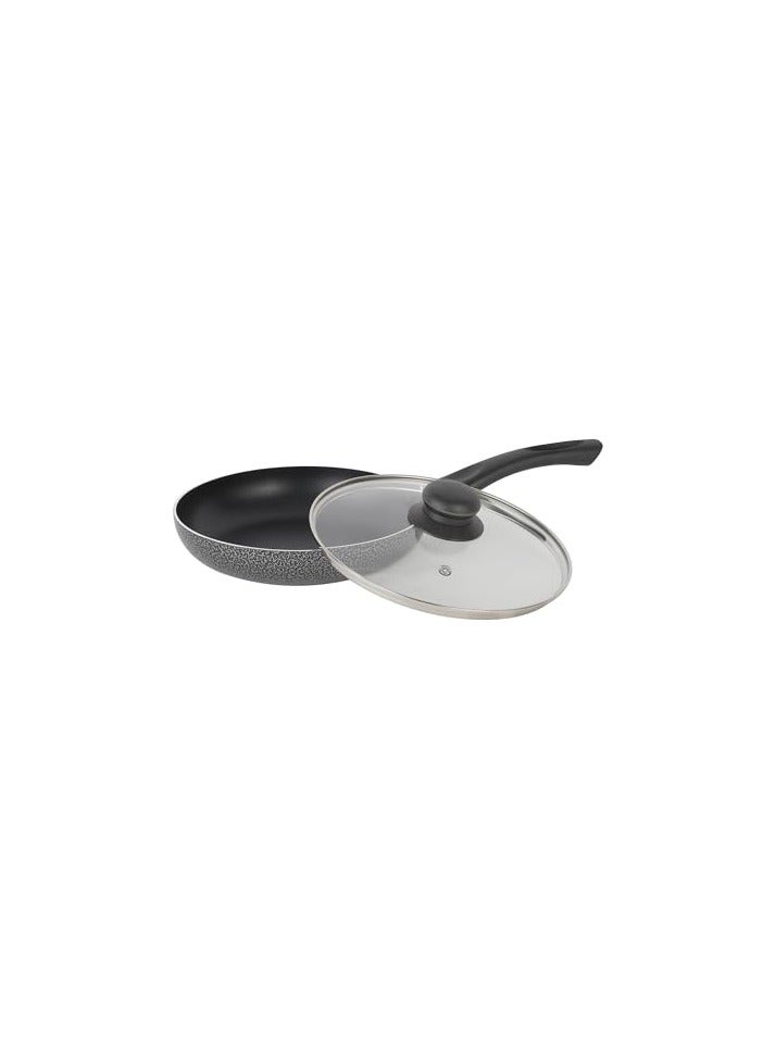 Aluminum Fry Pan With Tempered Glass Lid, Strong Body Non-Stick Coating And Bakelite Handle